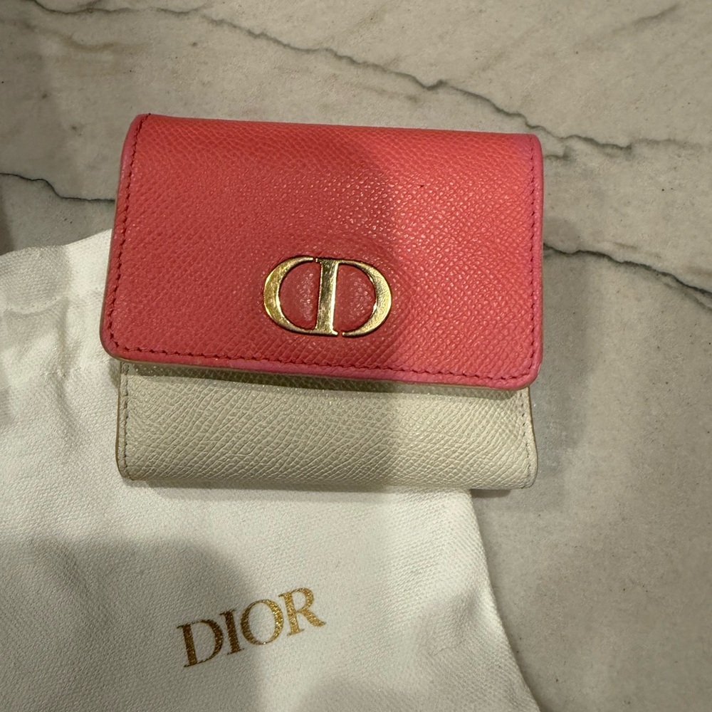Christian Dior Lotus Wallet Tri-fold Pink and Cream FULL INCLUSION - Picture 3 of 16